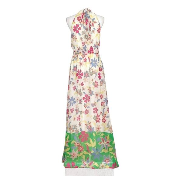 ModCloth Illuminated Elegance Cream Multi Floral Chiffon Maxi Dress Medium - Picture 5 of 11